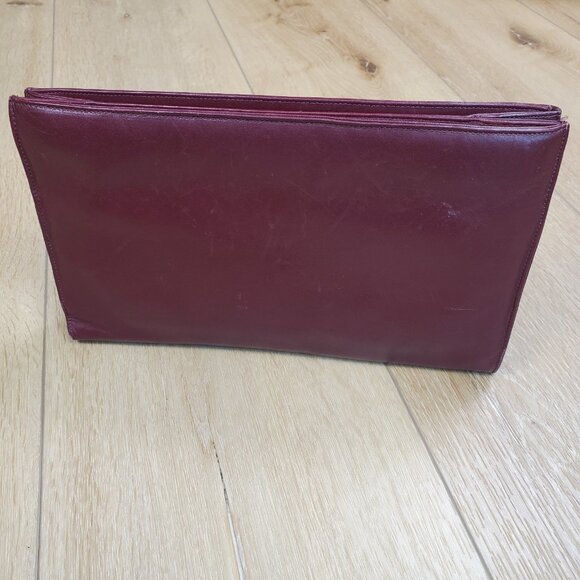 Vintage FS Originals Clutch Purse Genuine Leather Red Gold Envelope Zipper READ - Picture 2 of 14